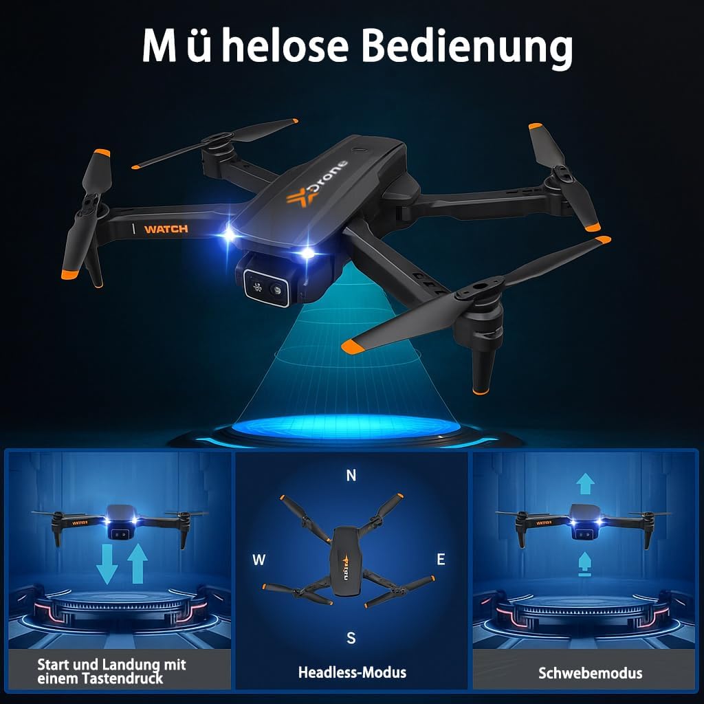 Drohne mit Kamera 4K für Anfänger, Kinder und Erwachsene, Mini Drohne mit WiFi, 2 Akkus, Ein-Knopf S