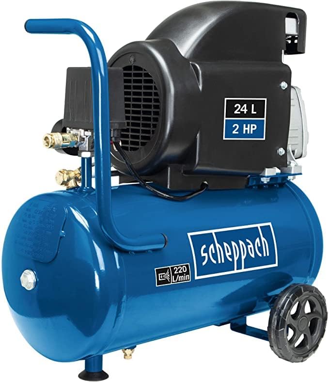 Scheppach Kompressor HC26 Druckluftkompressor | 220 l/min Ansaugleistung | 24 Liter Kessel | 1500W |