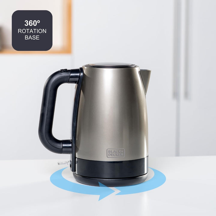 BLACK+DECKER Wasserkocher | BXKE2202E | 2200W | 1.2L | 360°C drehbare Basis | Geeignet für Linkshänd
