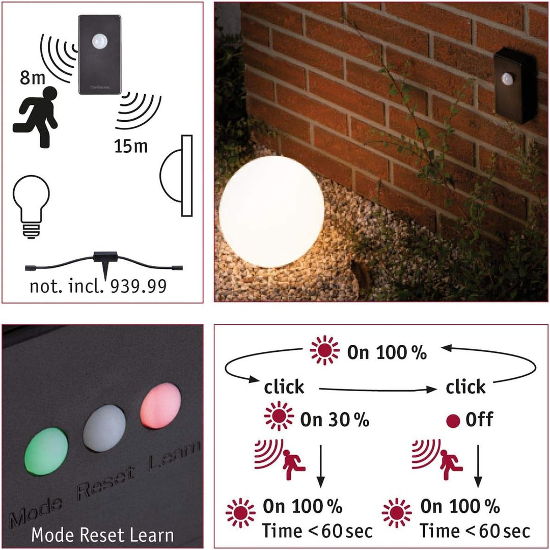Paulmann 18012 Plug & Shine SmartHome Zigbee Funksteuerung Dämmerungssensor/Bewegungsmelder Aussenbe