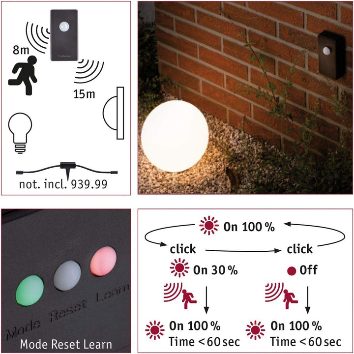 Paulmann 18012 Plug & Shine SmartHome Zigbee Funksteuerung Dämmerungssensor/Bewegungsmelder Aussenbe