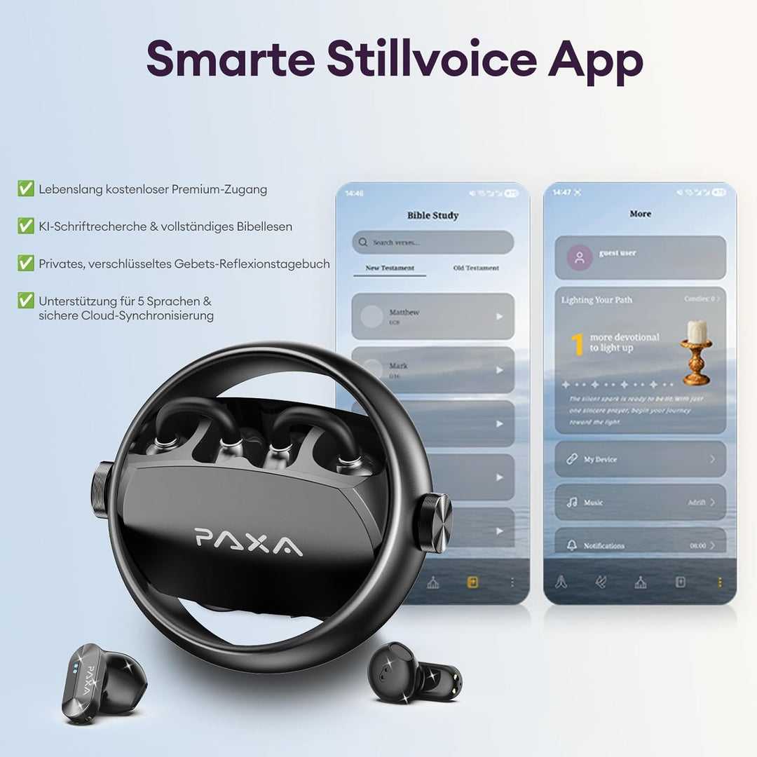 PAXA 2-in-1 Open-Ear Clip-On Bluetooth Kopfhörer mit StillVoice App, Kabellose Ohrhörer Bluetooth 6.