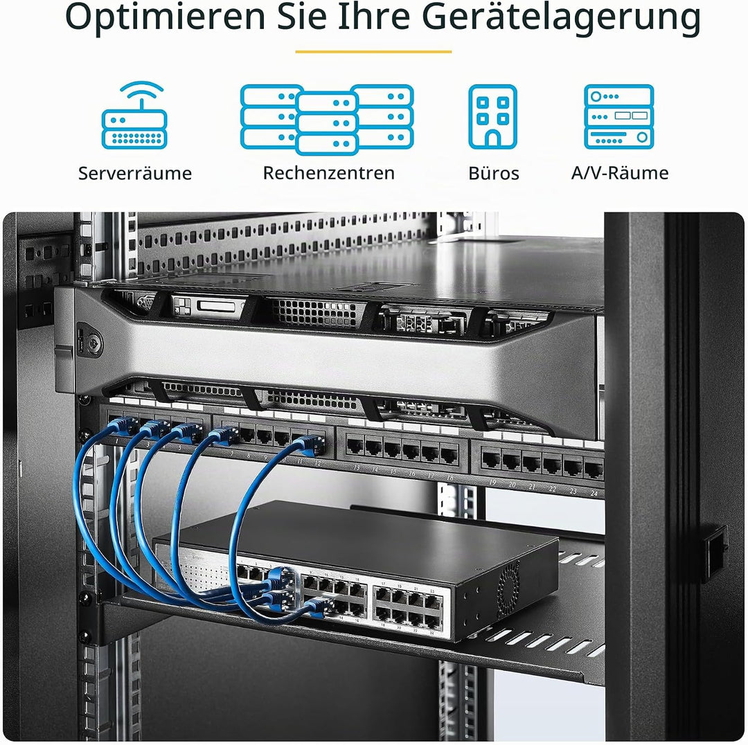 StarTech.com 1HE 19 Zoll Fachboden für netzwerk schrank - Freitragende perforierte Rack ablage für S
