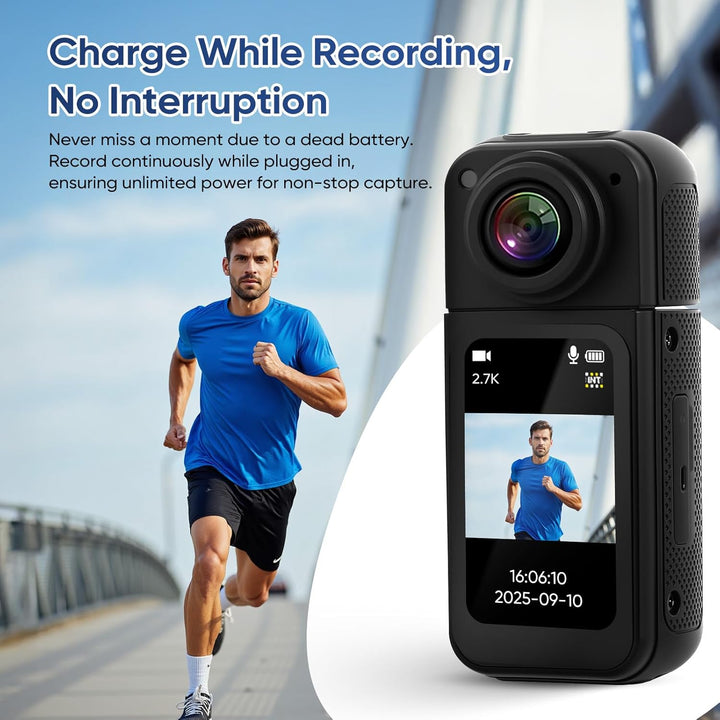 WiFi Action Cam 2.7K 1080P, 180° Drehbares 1,47-Zoll Display & APP-Steuerung, Sportkamera, Motorrad