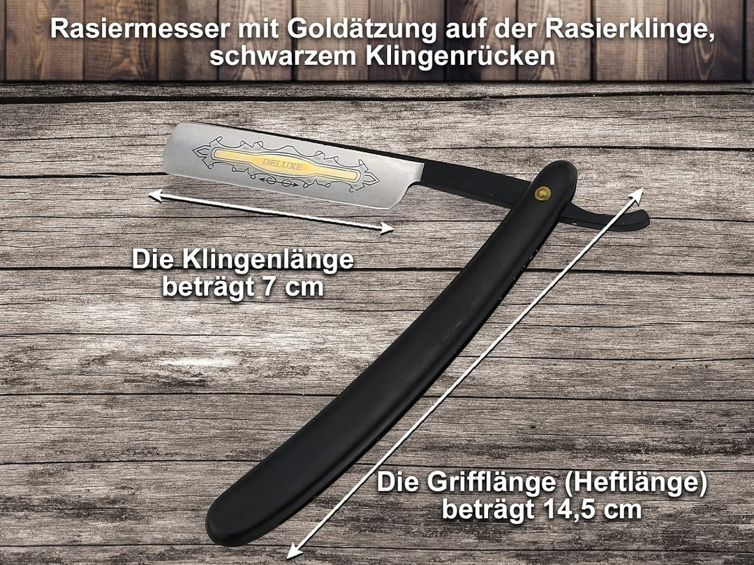 Rasiermesser Set Nassrasierer Set mit Leder Streichriemen Einsteiger Set mit Abziehleder und Goldätz
