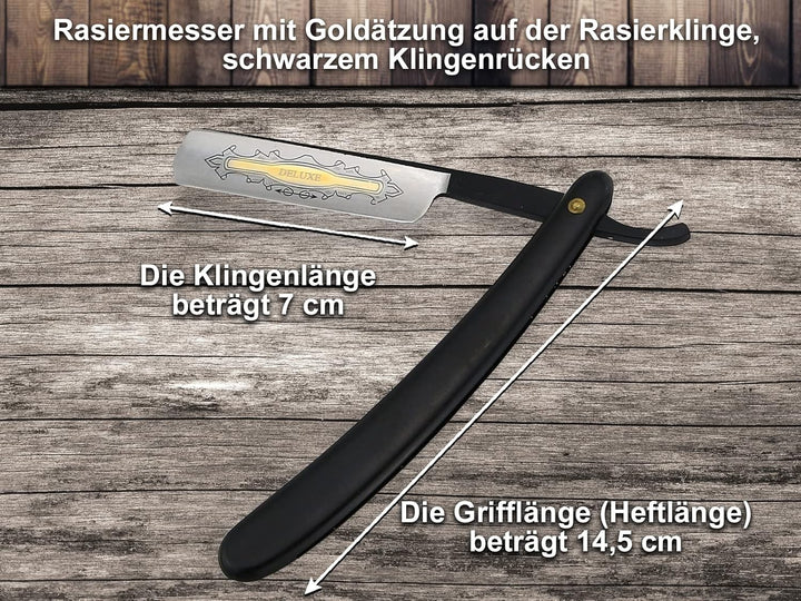 Rasiermesser Set Nassrasierer Set mit Leder Streichriemen Einsteiger Set mit Abziehleder und Goldätz