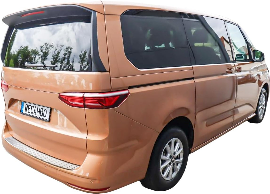 RECAMBO Ladekantenschutz Edelstahl kompatibel für VW T7 | Typ ST | BJ ab 2021 - matt gebürstet mit T