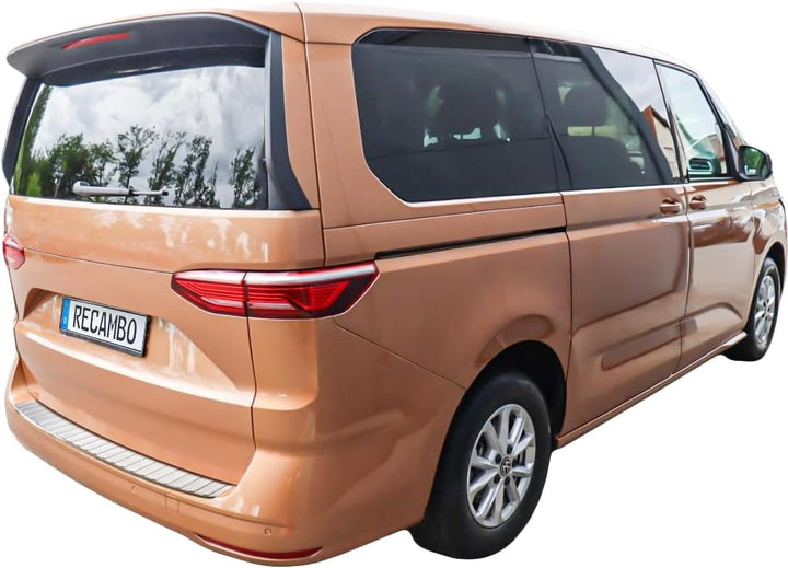 RECAMBO Ladekantenschutz Edelstahl kompatibel für VW T7 | Typ ST | BJ ab 2021 - matt gebürstet mit T