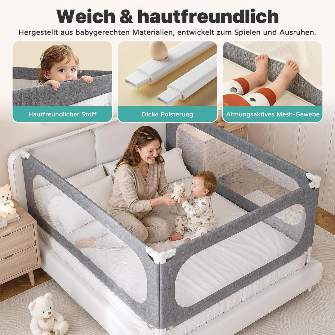 Redcoutt Bettgitter Rausfallschutz Bett, 180cm Bettschutzgitter | Kinderbettgitter zum vertikalen He