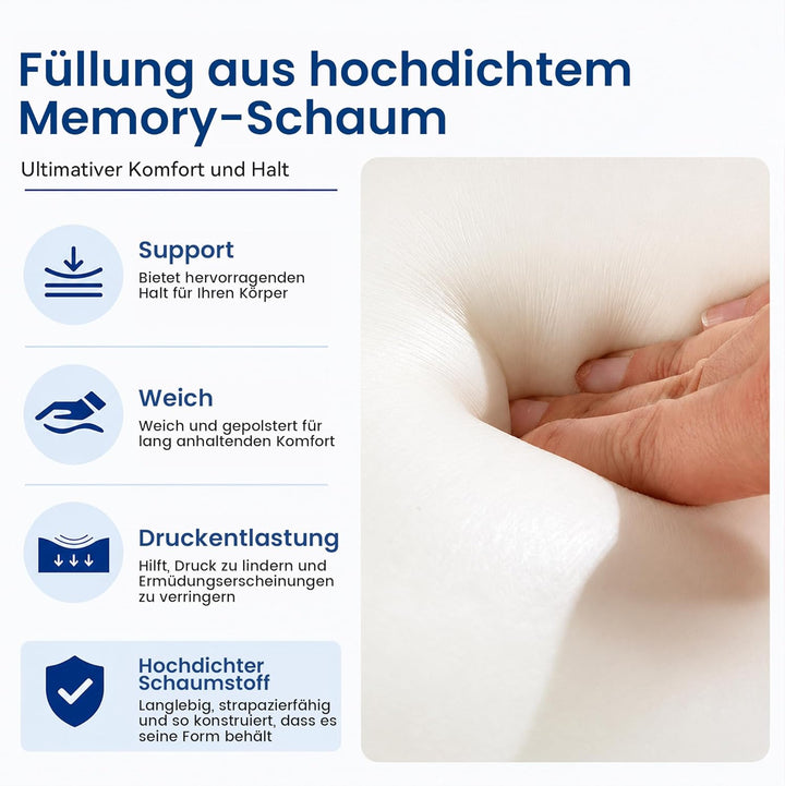Körperkissen für Seiten- &amp; Rückenschläfer, Zylinder-Lagerungskissen, Rollkissen aus hochdichtem Scha