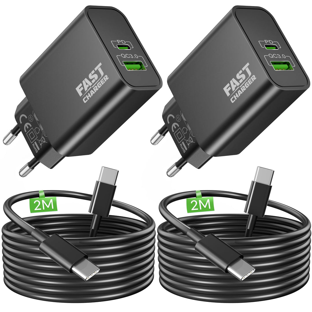 45W USB C Ladegerät, 2-Port Handy Schnellladegerät PD/PPS Mehrfach Netzteil, Kabel USBC Schnellladek