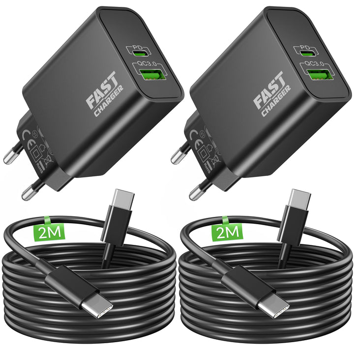 45W USB C Ladegerät, 2-Port Handy Schnellladegerät PD/PPS Mehrfach Netzteil, Kabel USBC Schnellladek