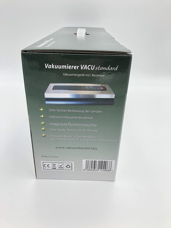 Vakuumierer für Lebensmittel VacuNo.1 - VACU Standard - Sous Vide - Folienschweissgerät inklusive Fo