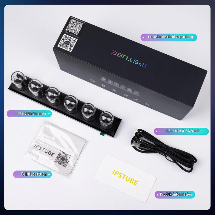 Nixie-Röhrenuhr, buntes RGB, anpassbares digitales Fotoalbum, Neuer Wettermodus, 5-Zoll-IPS-Bildschi