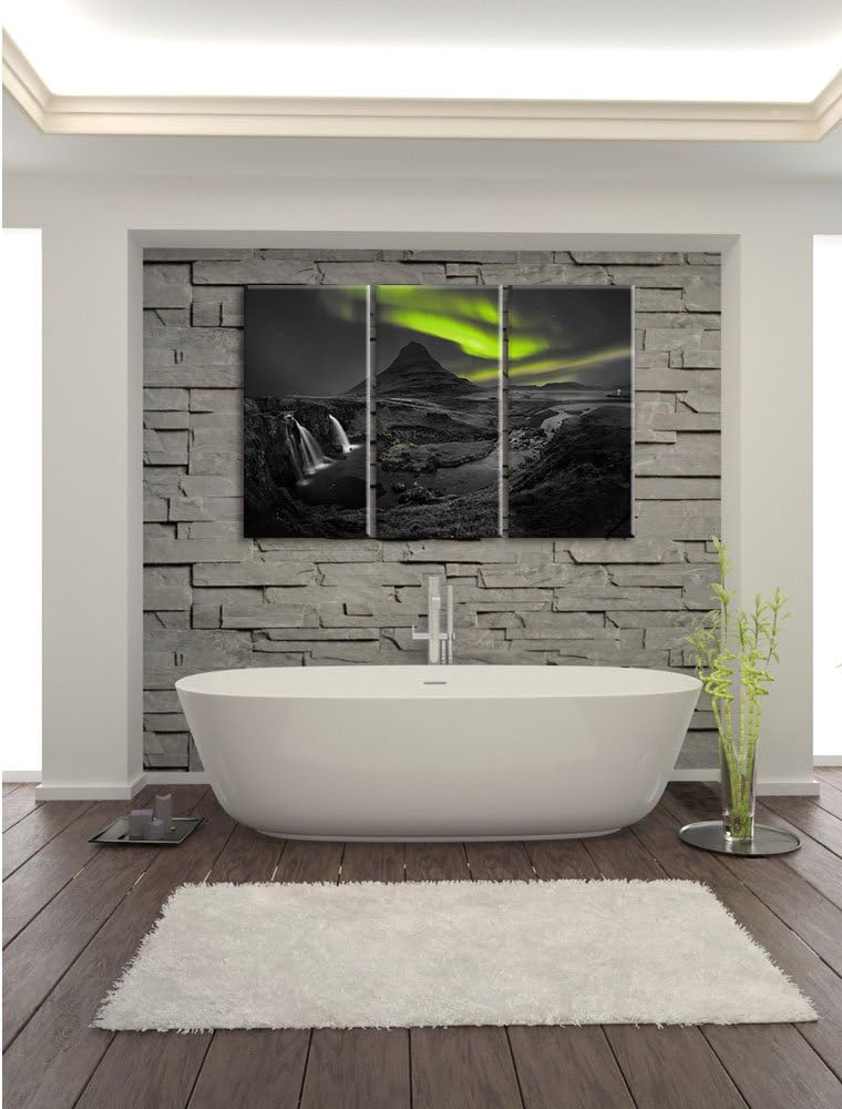 Pixxprint Kirkjufell Wasserfall als Leinwandbild/Grösse: 3 Teilig (120x80 cm) cm/Wandbild/Kunstdruck
