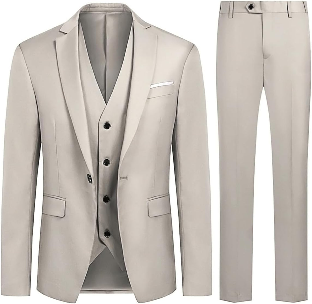 Allthemen Anzug Herren Slim Fit 3 Teilig Anzüge Modern Herrenanzug 3-Teilig Sakko Hose Weste für Bus