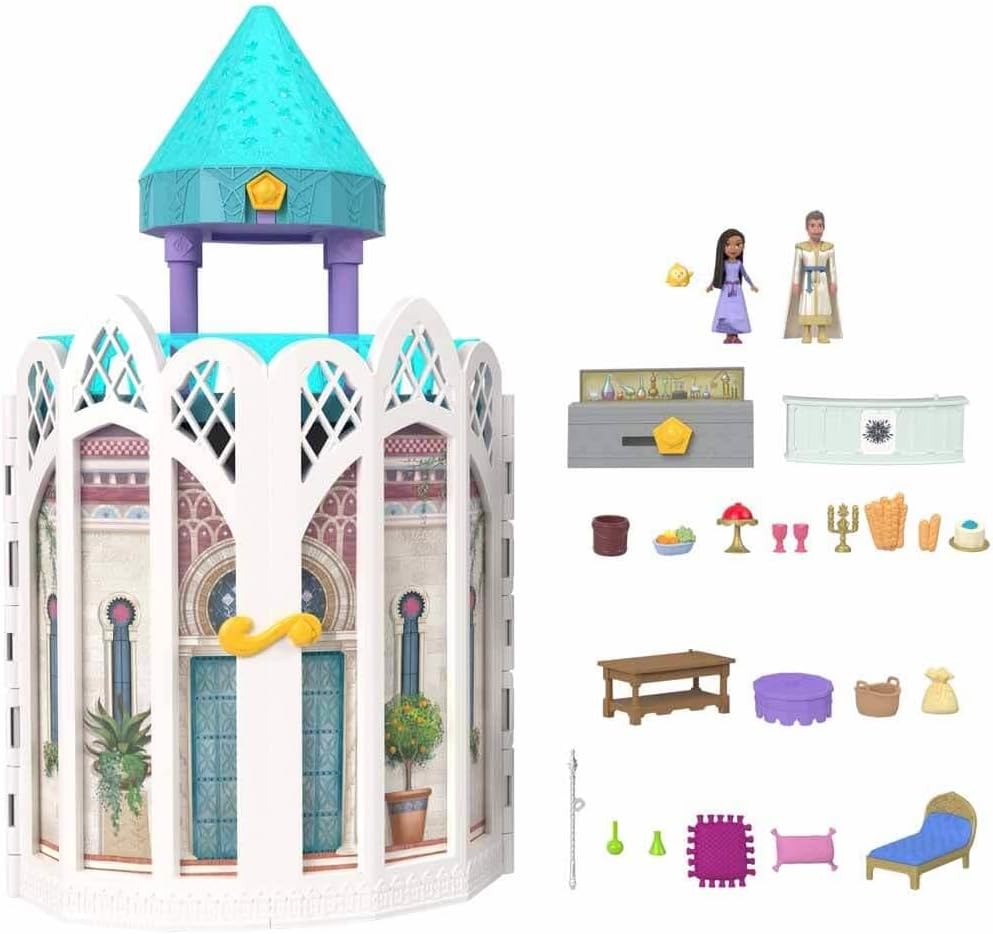 Disneys Wish Rosas Schloss Spielset, Puppenhaus mit 2 beweglichen Minipuppen, Sternenfigur und 20 Zu