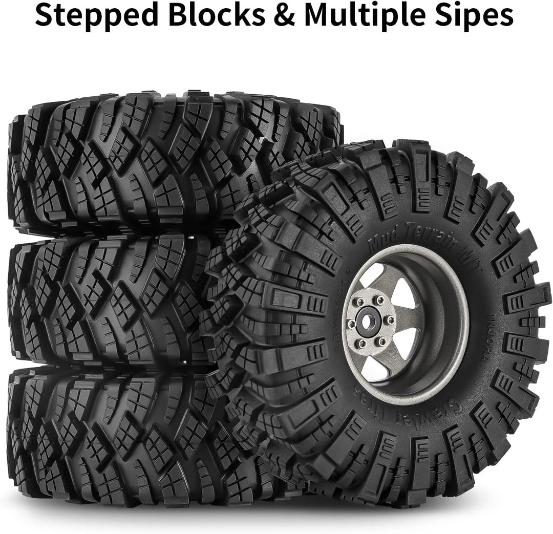 INJORA 1.9 Schlamm Reifen Sat Offset -8.9mm Beadlock Felge für 1/10 RC Crawler Auto Axial SCX10 9004