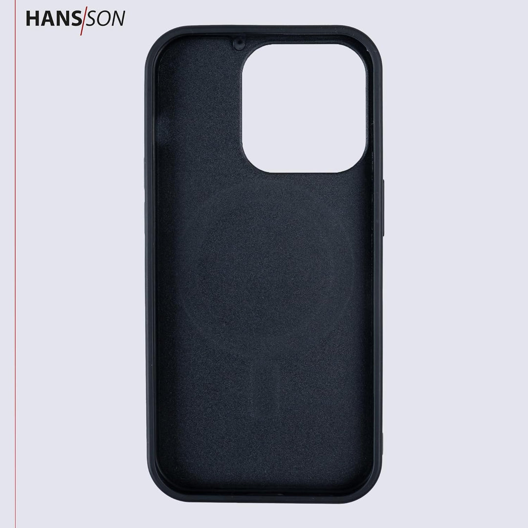 HANS/SON Echtlederhülle in Grau | iPhone 13 Pro Max Ledercase | Schutz vor Stürzen und Stössen | Mag