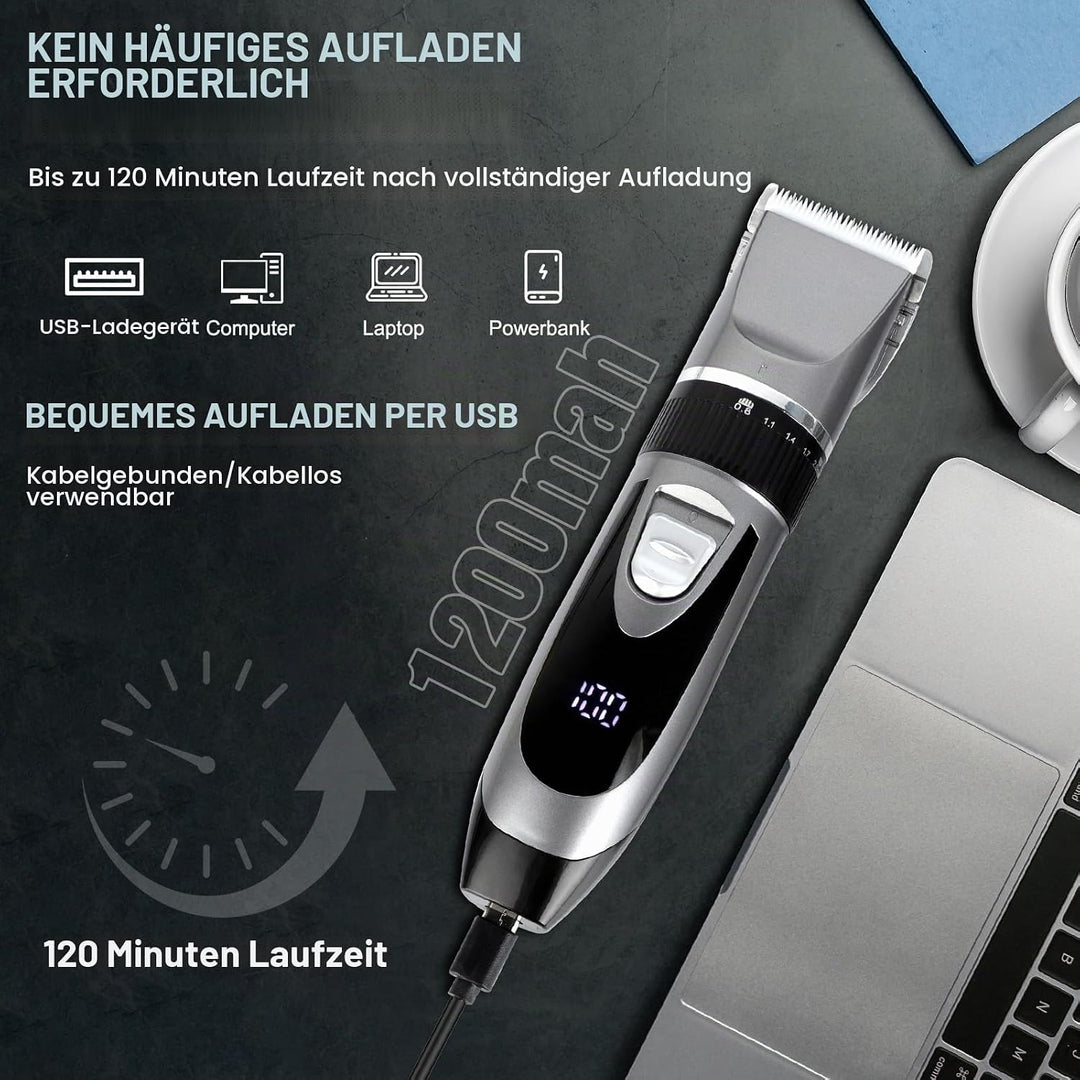 Cozary Haarschneidemaschine, Barttrimmer Herren Profi, Bartschneider Herren, USB aufladen mit LED-An