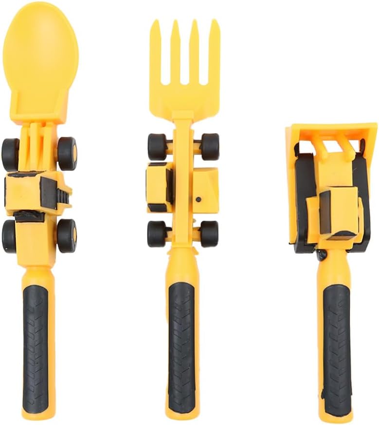 Sarini 3PCS Bulldozer Schaufel Geschirr mit Gabel und Löffel Form Baustelle Motiv