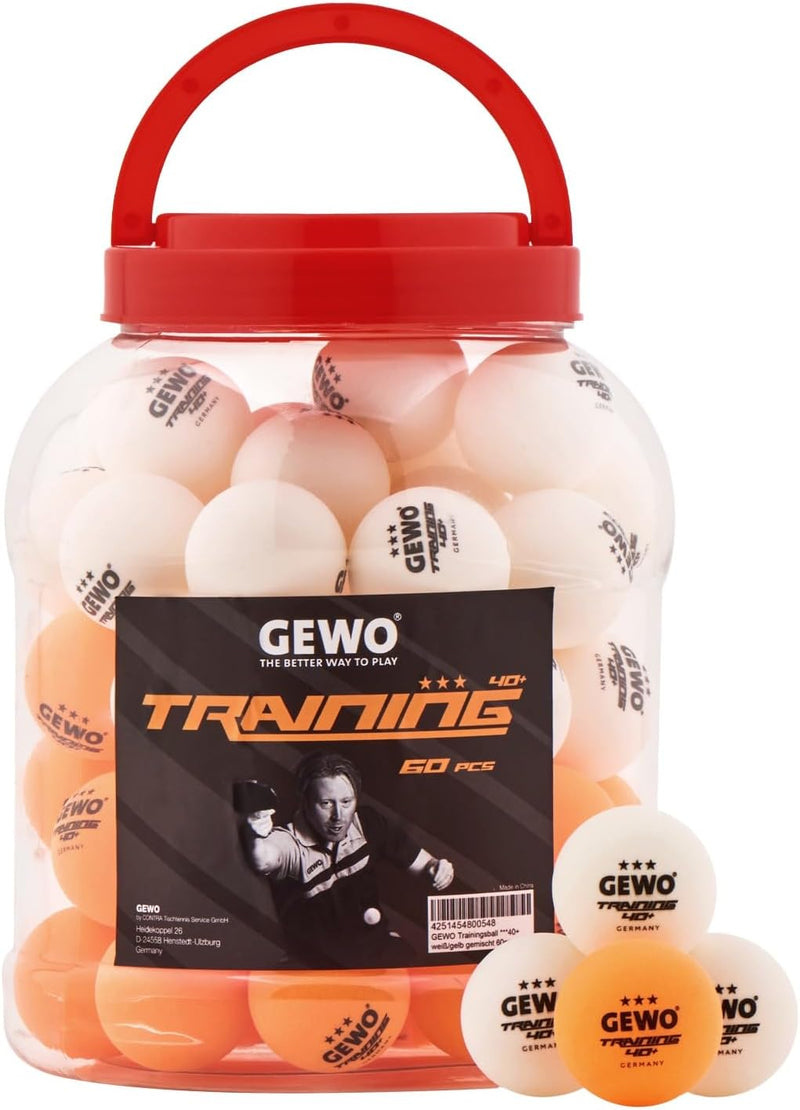 GEWO Tischtennisbälle Training 40+ - 3 Sterne Tischtennis-Ball aus ABS Plastik mit Naht - Hochwertig