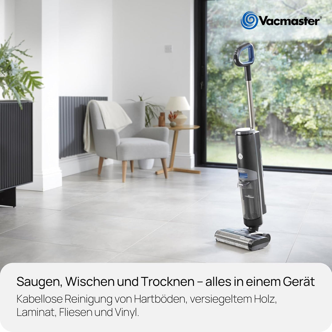 Vacmaster EasyClean HVA Hartbodenreiniger. Kabelloser All-in-One-Staubsauger und Wischmopp für Nass-