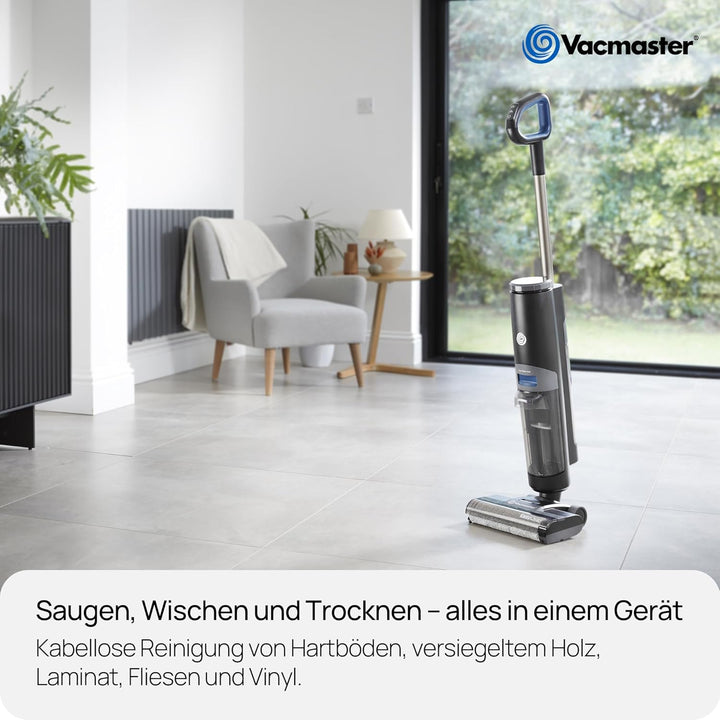 Vacmaster EasyClean HVA Hartbodenreiniger. Kabelloser All-in-One-Staubsauger und Wischmopp für Nass-