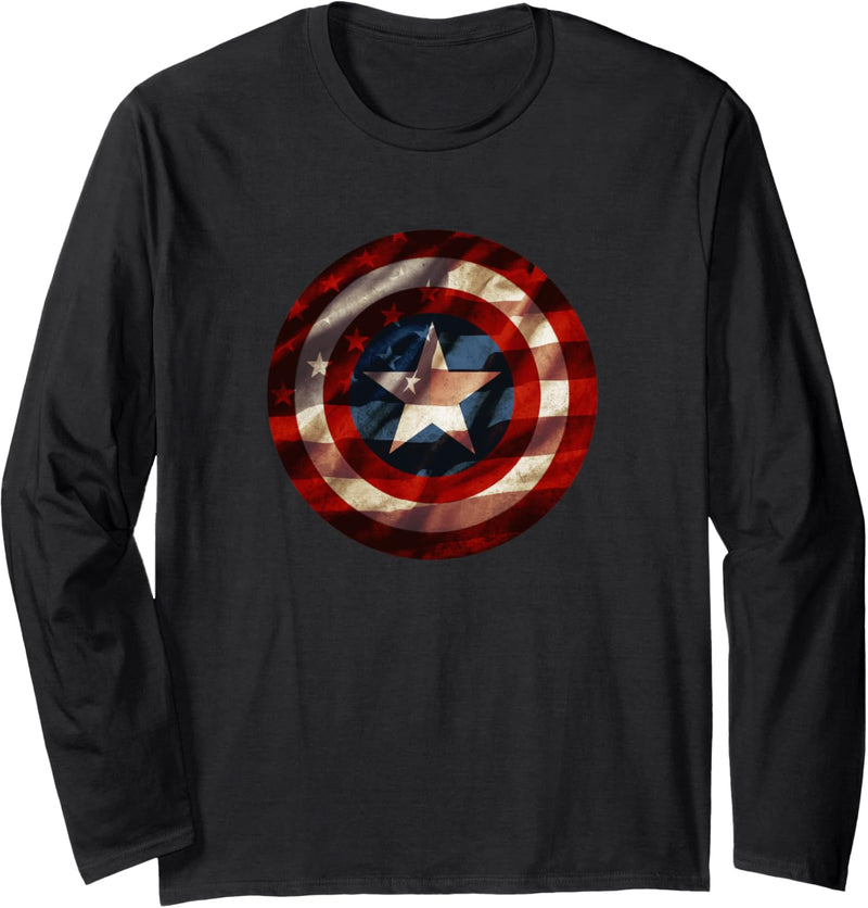 Marvel Captain America Avengers Shield Flag Langarmshirt