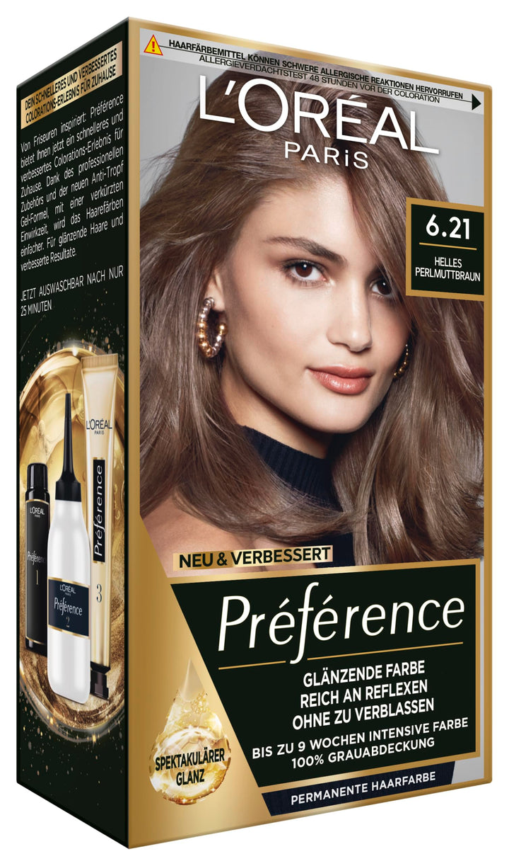 L'Oréal Paris Permanente Haarfarbe, Haarfärbeset mit Coloration und Farbglanz-Pflegebalsam, Préféren
