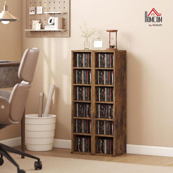 HOMCOM 2er-Set Regalsäulenschrank CD-DVD-Aufbewahrungsschrank 6 + 6 Fächer 21 x 22,5 x 88,5 cm max.