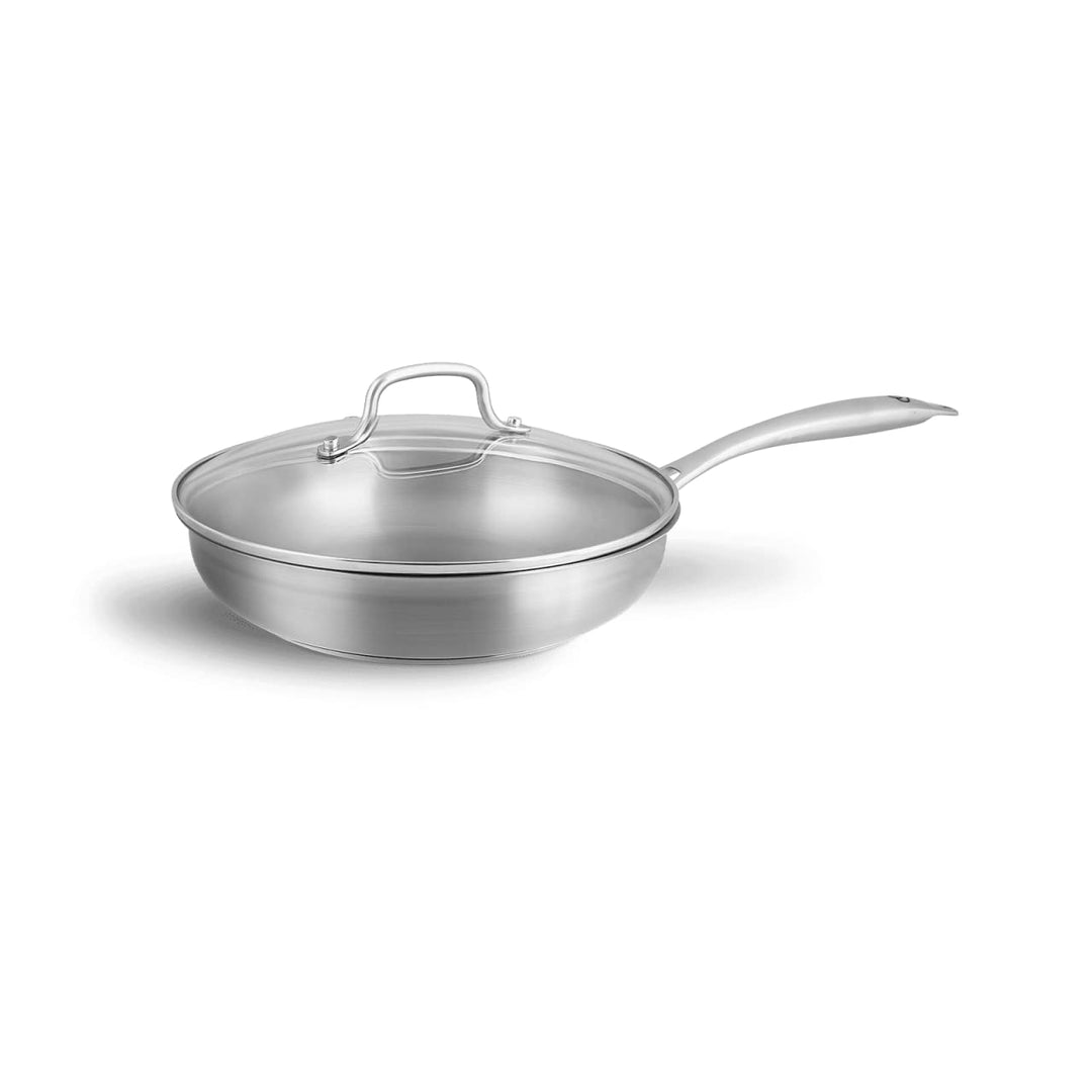 Springlane Edelstahl Bratpfanne Ø 24cm mit Glasdeckel – Induktion, Ofenfest bis 250°C, Unbeschichtet