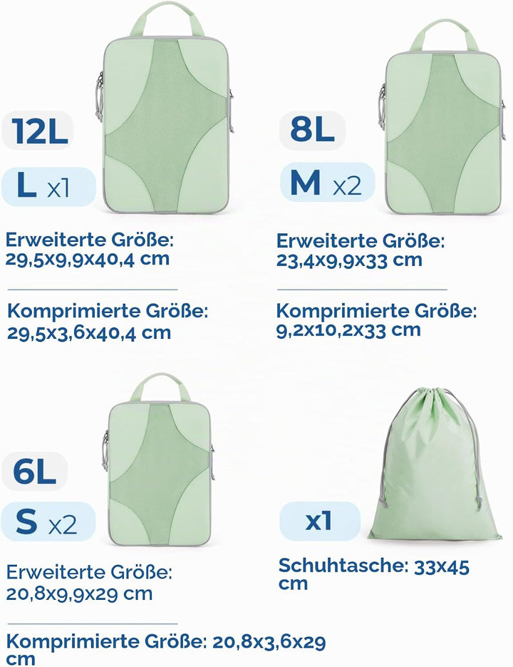 BAGSMART Packing Cubes Compression 6 Stück, Rucksack Koffer Organizer Packtaschen, Reise Kompression