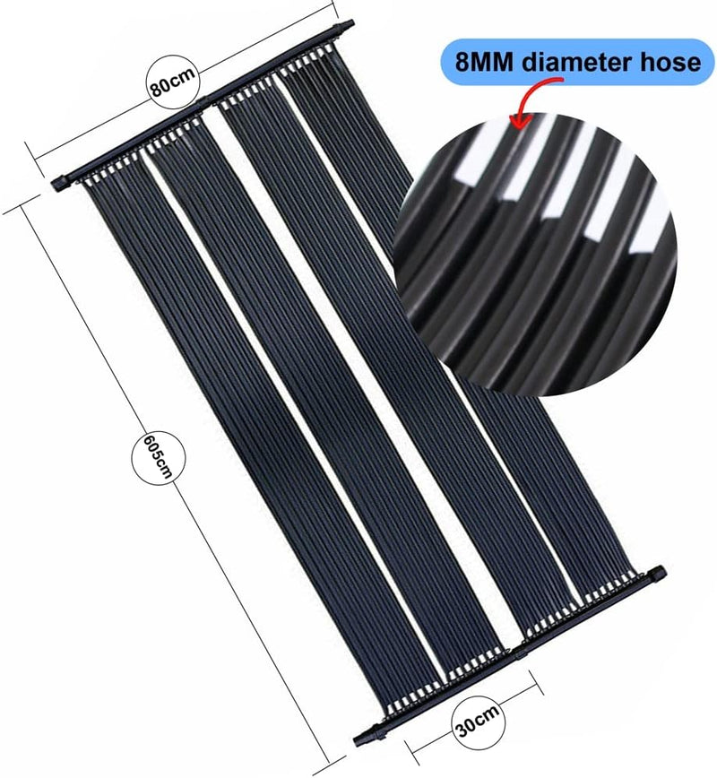 Melko Poolheizung Solarheizung Solarkollektor Solarpanel Wärmeplane für Pool Schwimmbecken, schwarz,