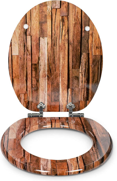 SANFINO® Premium WC Sitz mit Absenkautomatik – hochwertige Toilettendeckel aus Holz, viele Bunte Mot