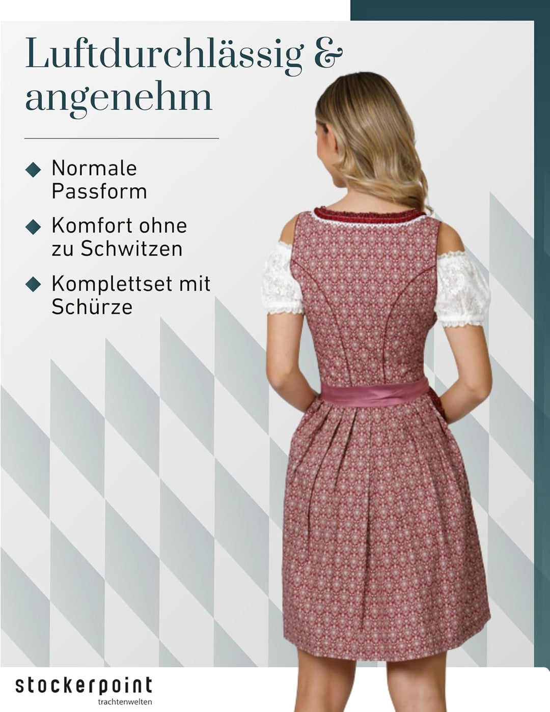Stockerpoint Damen Dirndl Kim Kleid für besondere Anlässe 36 Bordeaux, 36 Bordeaux