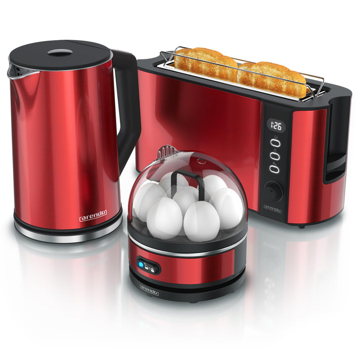 Arendo - Wasserkocher Toaster Eierkocher Set - Edelstahl Wasserkocher mit Temperatureinstellung - To