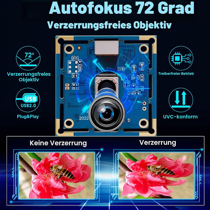 ELP 8MP USB Autofokus-Kamera für Computer und 3D-Drucker, Full HD 2448P, Lightburn Cam