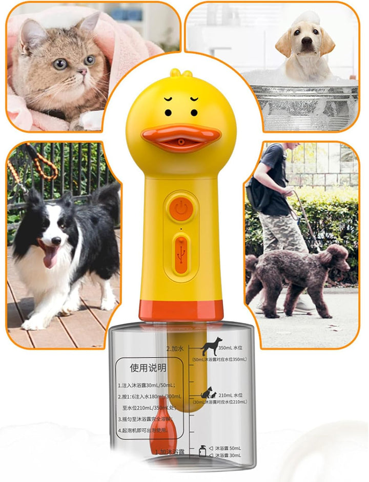 Elektrischer Entenspender, wiederaufladbarer Haustierbaden, elektrischer Hundeschaumspender, wiedera