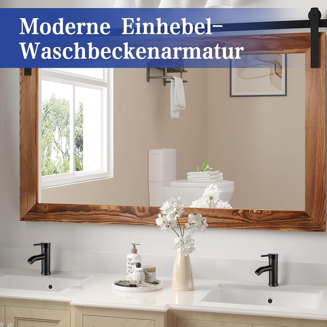 kisimixer Wasserhahn Bad Schwarz Waschtischmischer, Einhandmischer Waschbecken Armaturen mit Kalt/Wa