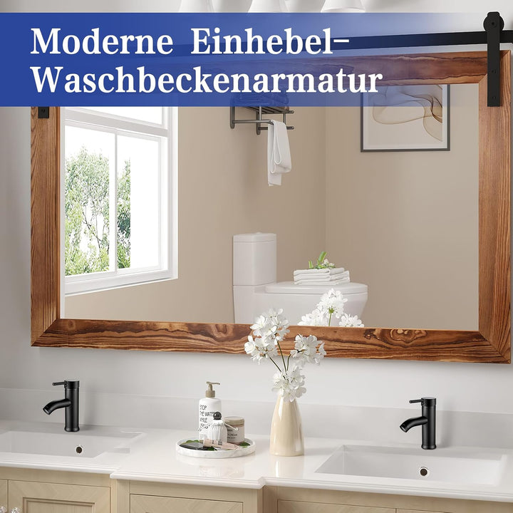 kisimixer Wasserhahn Bad Schwarz Waschtischmischer, Einhandmischer Waschbecken Armaturen mit Kalt/Wa