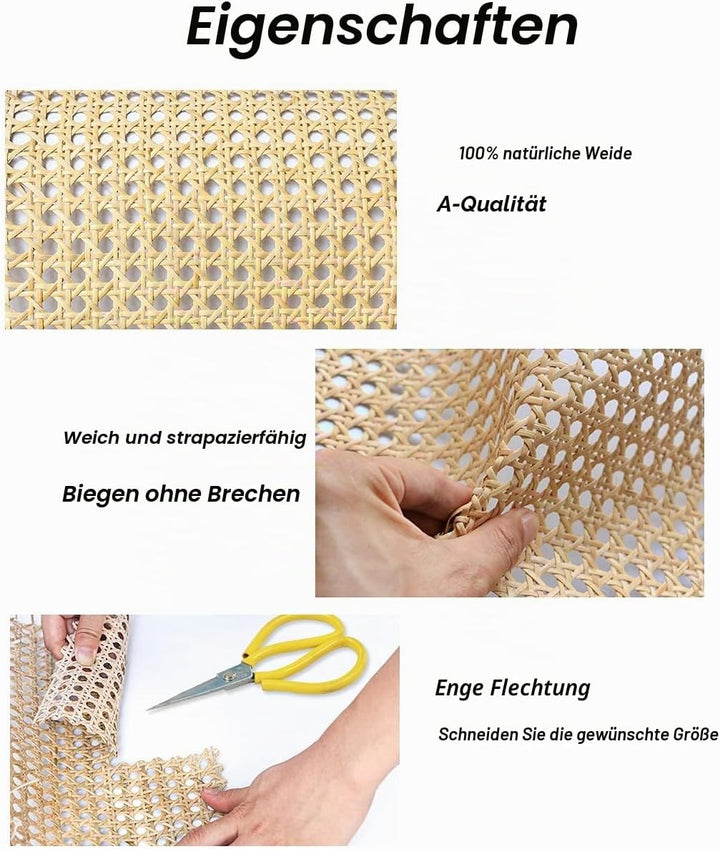 Feyart ungebleichtes natürliches Rattan-Gurtband, achteckiges Gewebe, 50 cm x 50 cm/100 cm/200 cm, r