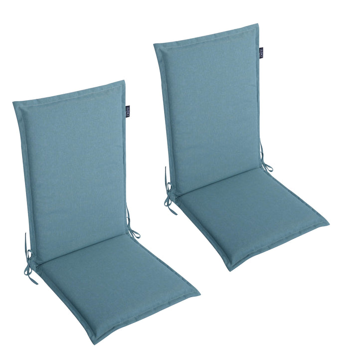 LILENO HOME Gartenstuhl Auflagen als [2er Set - Hochlehner] in Aqua - Bequeme Liegen als Sitzauflage