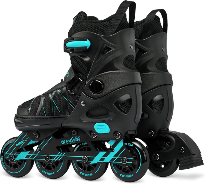RAVEN Expert Inline Skates Inliner für Kinder und Erwachsene verstellbar 37-40 (23,5-26cm) Mint, 37-