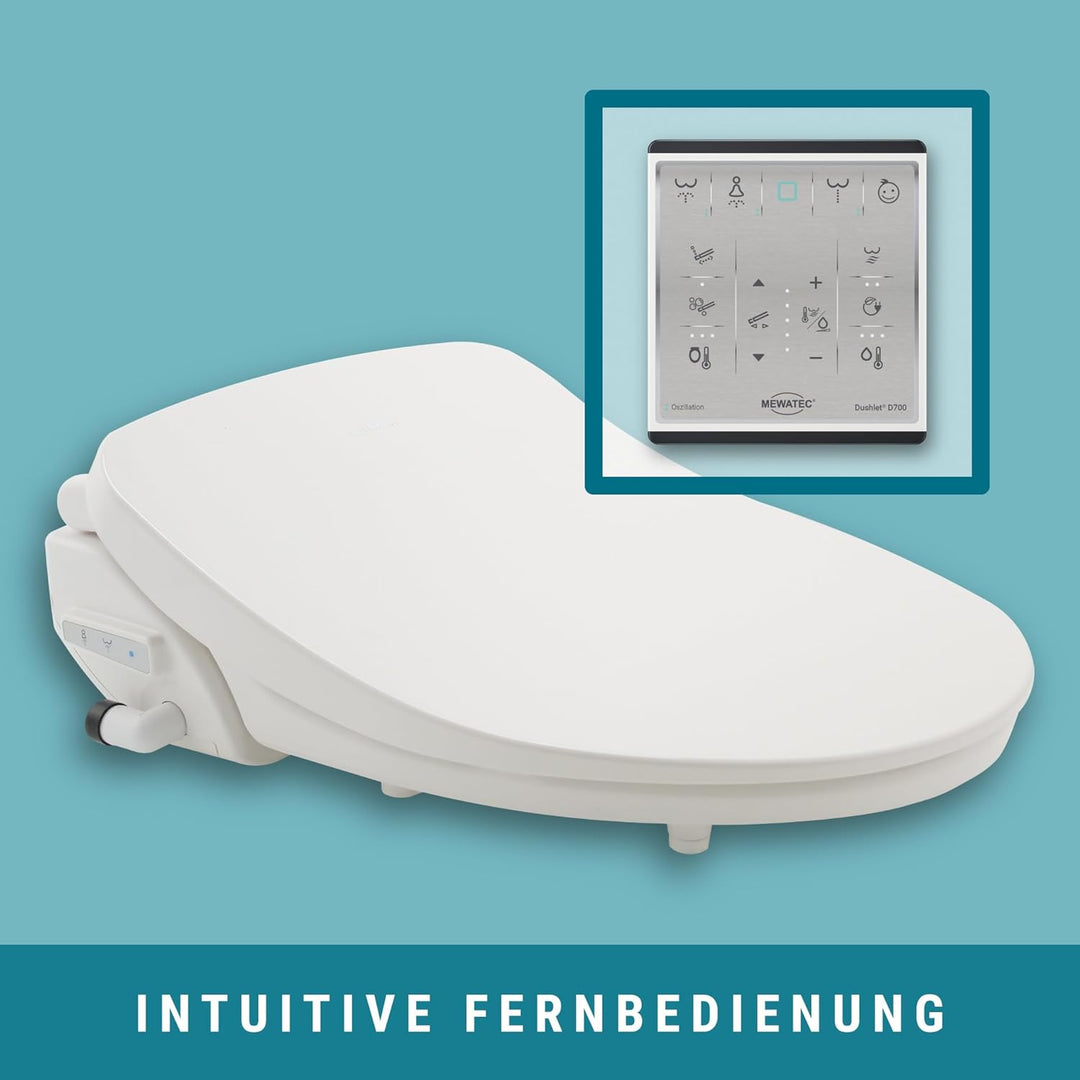 MEWATEC Dusch WC Sitz D700 2.0 mit Anschluss-Set | Bidet Toilettensitz | Dusch WC | Bidet | Podusche