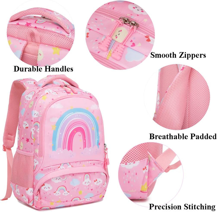 Kimwadalh Schulrucksack Mädchen Rucksack Leichtgewicht Kinderrucksack Regenbogen Schulranzen für Mäd