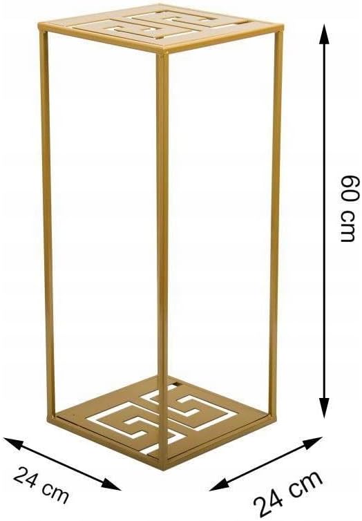HowHomely Blumenständer Metall 60 x 24 cm - Blumenhocker mit Geometrischem Design - Gold Pflanzenstä