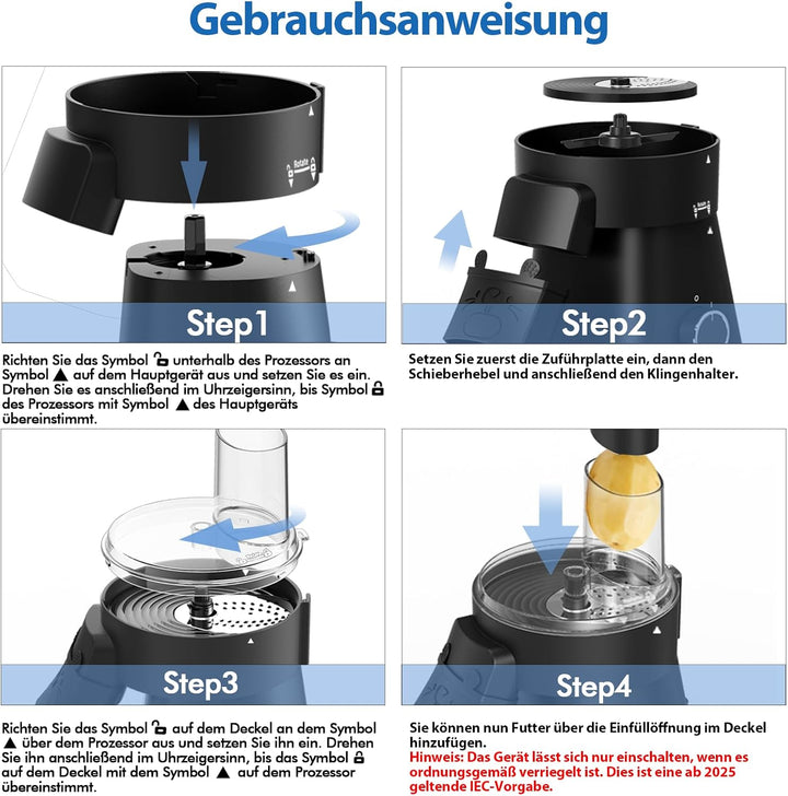 Käsereibe, Gemüsereibe, Salatschneider, elektrischer Gemüseschneider mit 6 verschiedenen Klingen, Ge