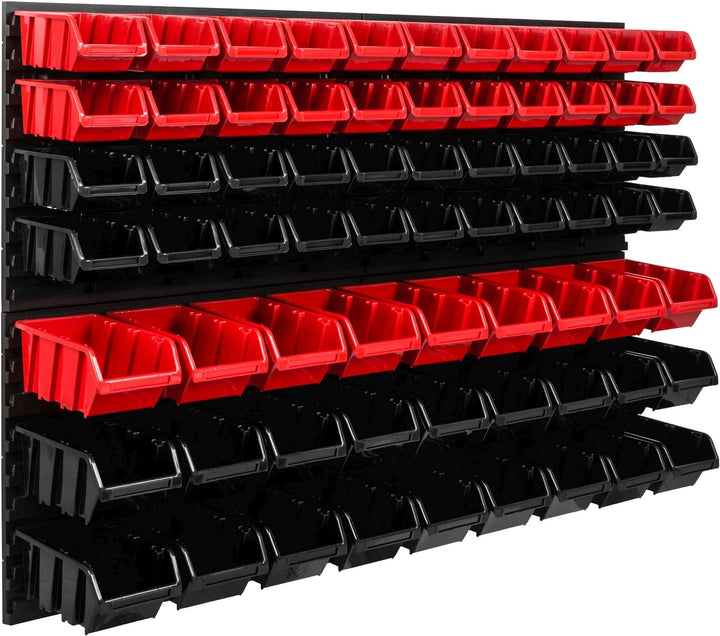 SimpleThing Lagersystem Werkstattregal | 115 x 78 cm | 71 stck. Box | Wandregal mit Stapelboxen - Wa