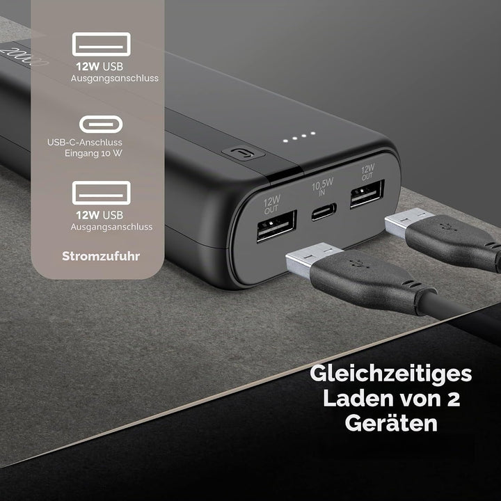 Cellularline - Power Bank 20000 - Kapazität: 20.000mAh - Input: 1xUSB-C 10.5W - Output: 1xUSB 12W -